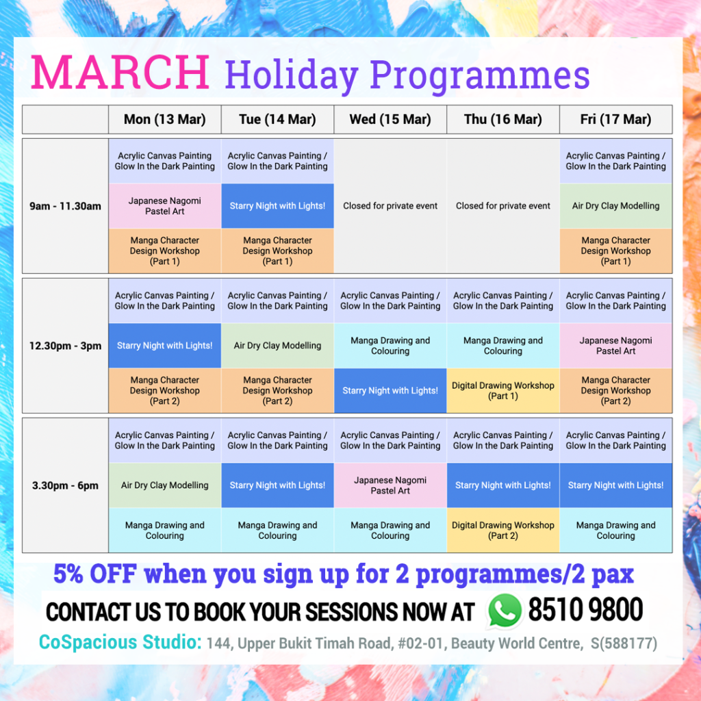 CoSpacious March holiday programmes 2023